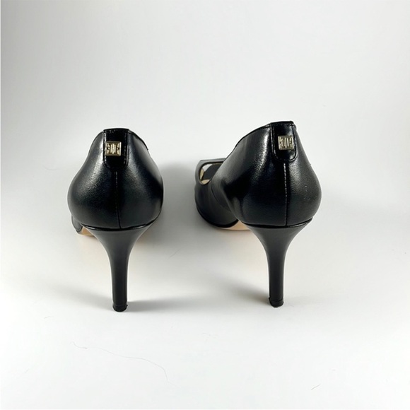 IVANKA TRUMP HEELS PEEP TOE BLACK LEATHER IN SIZE 8.5M - Picture 3 of 7